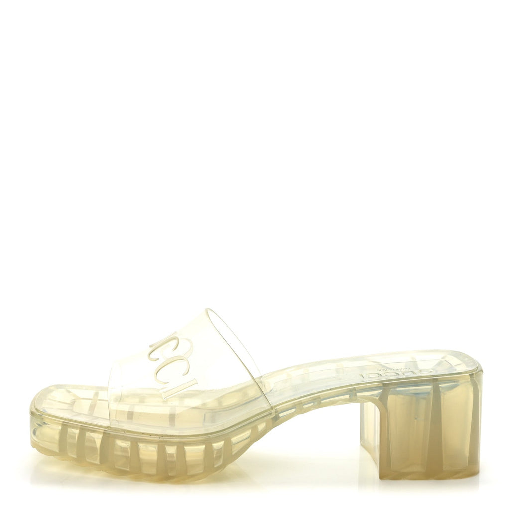 Rubber Gucci Logo Womens Platform 20/60mm Slide Sandals 40 Transparent