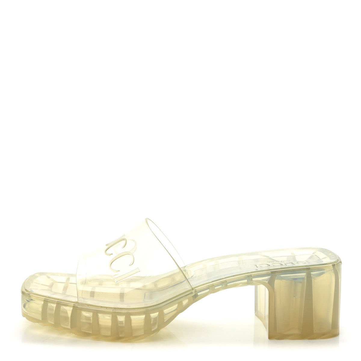 Rubber Gucci Logo Womens Platform 20/60mm Slide Sandals 40 Transparent