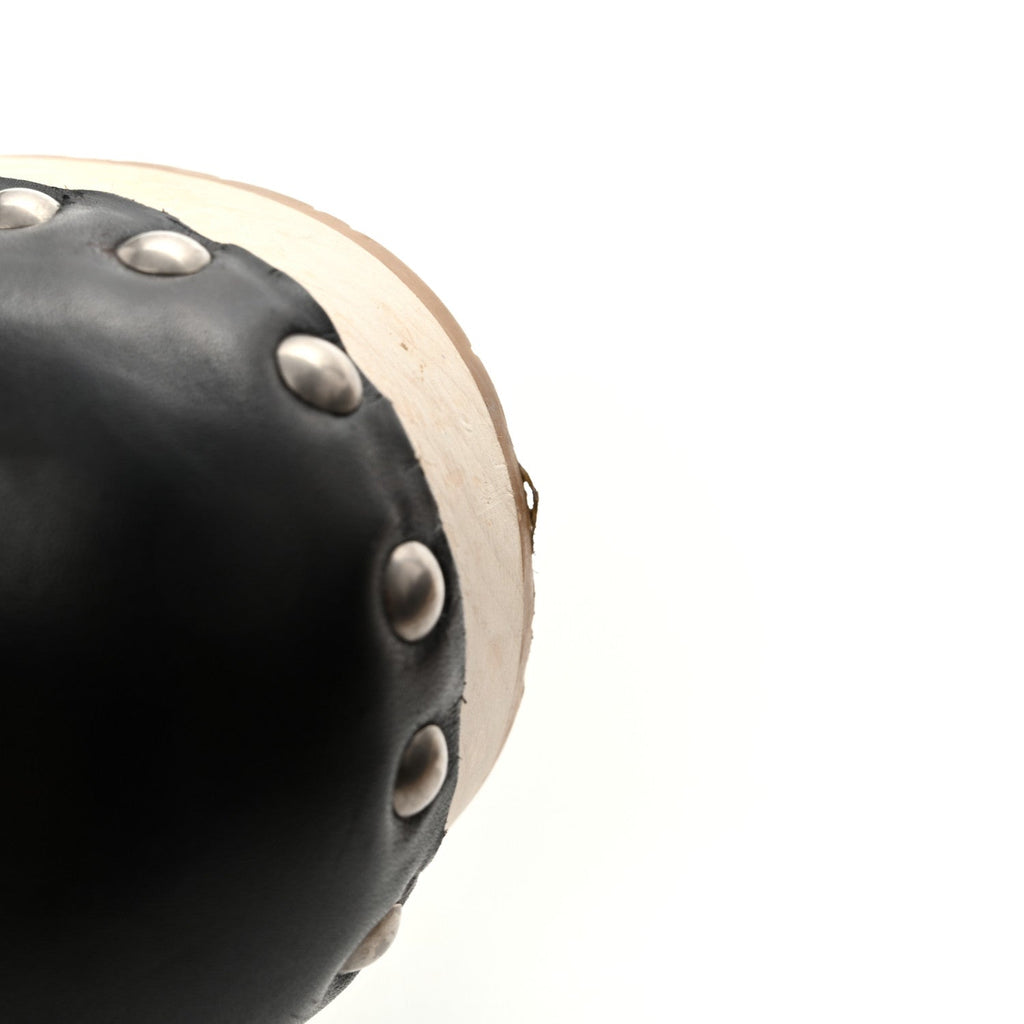 Natural Calfskin Metal Triangle Logo 45mm Clogs 40 Black Sabbia