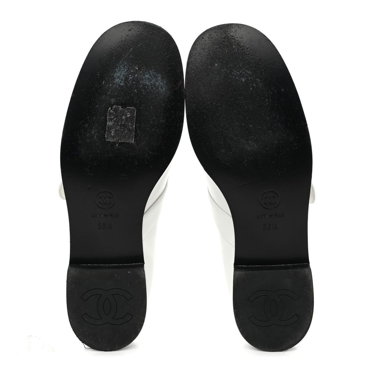 Patent Calfskin Mary Janes Flats 36.5 White Black