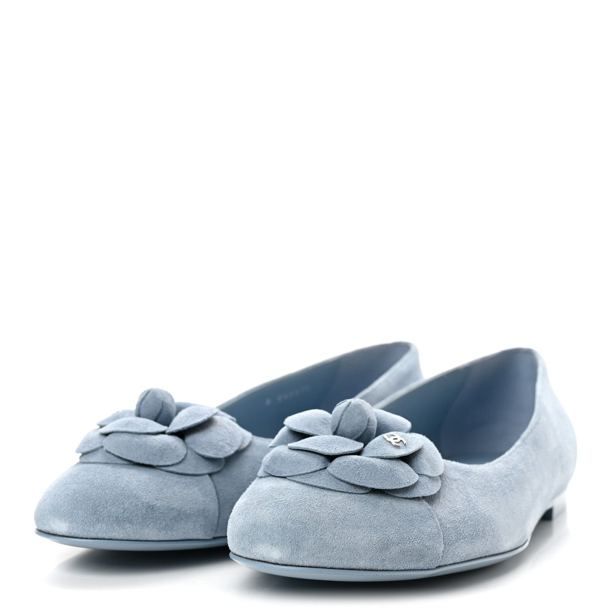 Suede Cap Toe Camellia Ballerina Flats 41 Light Blue