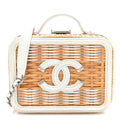 Raffia Patent Small CC Filigree Vanity Case White