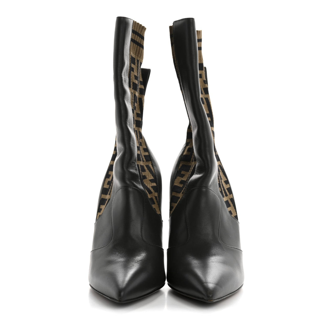 Nappa Microfiber Fabric FF Rockoko 105mm Sock Boots 37 Ebano Tobacco Black