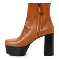 Vitello Platform Ankle Booties 37.5 Cognac