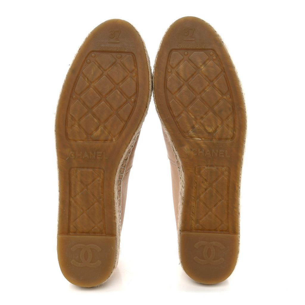 Lambskin CC Espadrilles 37 Beige Black