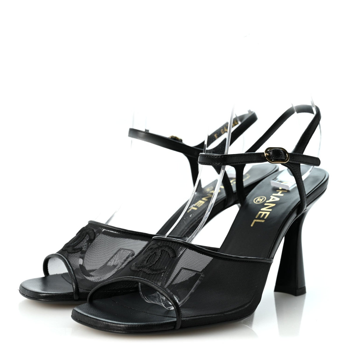 Mesh Grosgrain CC Slingback Pumps 39 Black