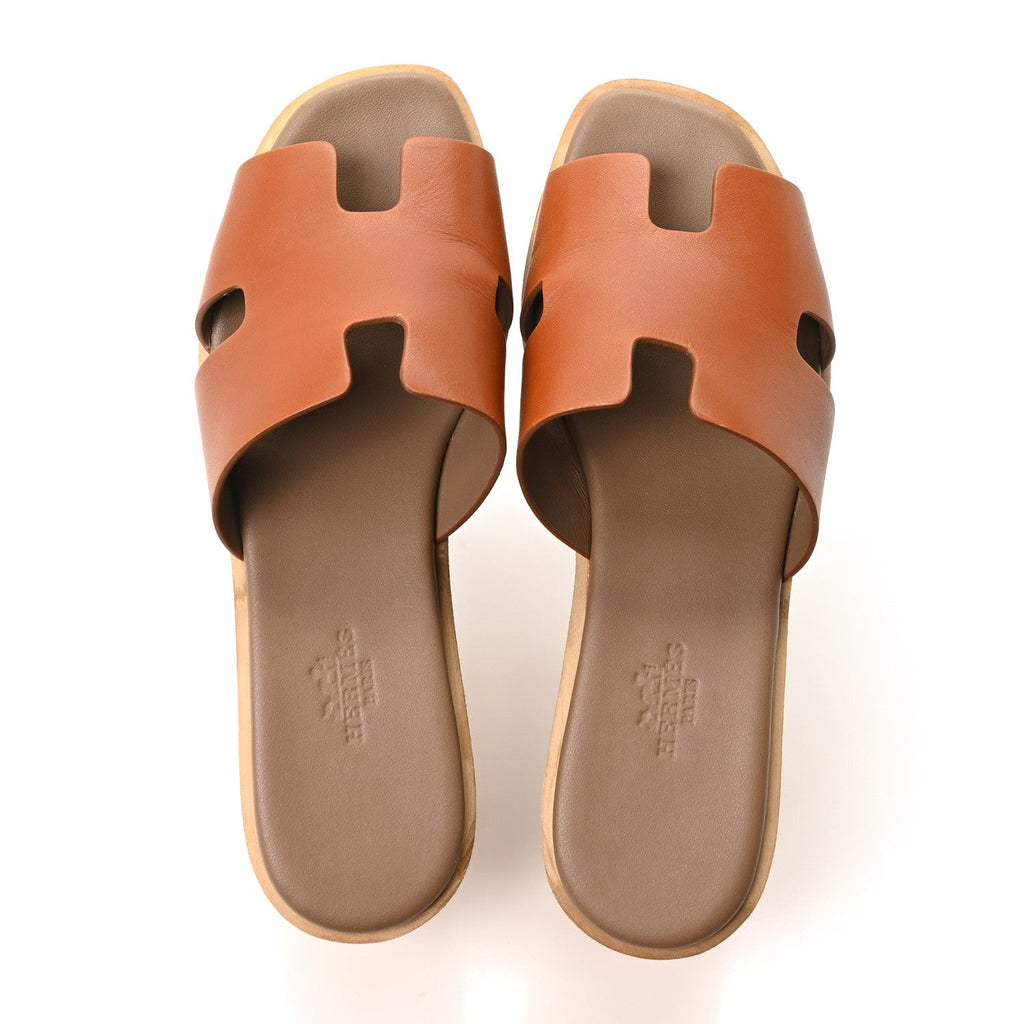 Calfskin Cork Eze 30 Sandals 36 Marron Glaise
