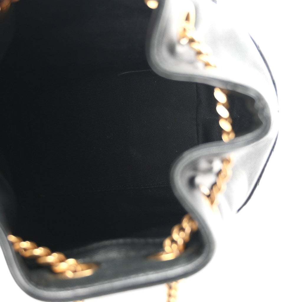 Lambskin Matelasse Monogram Joe Nano Bucket Bag Black