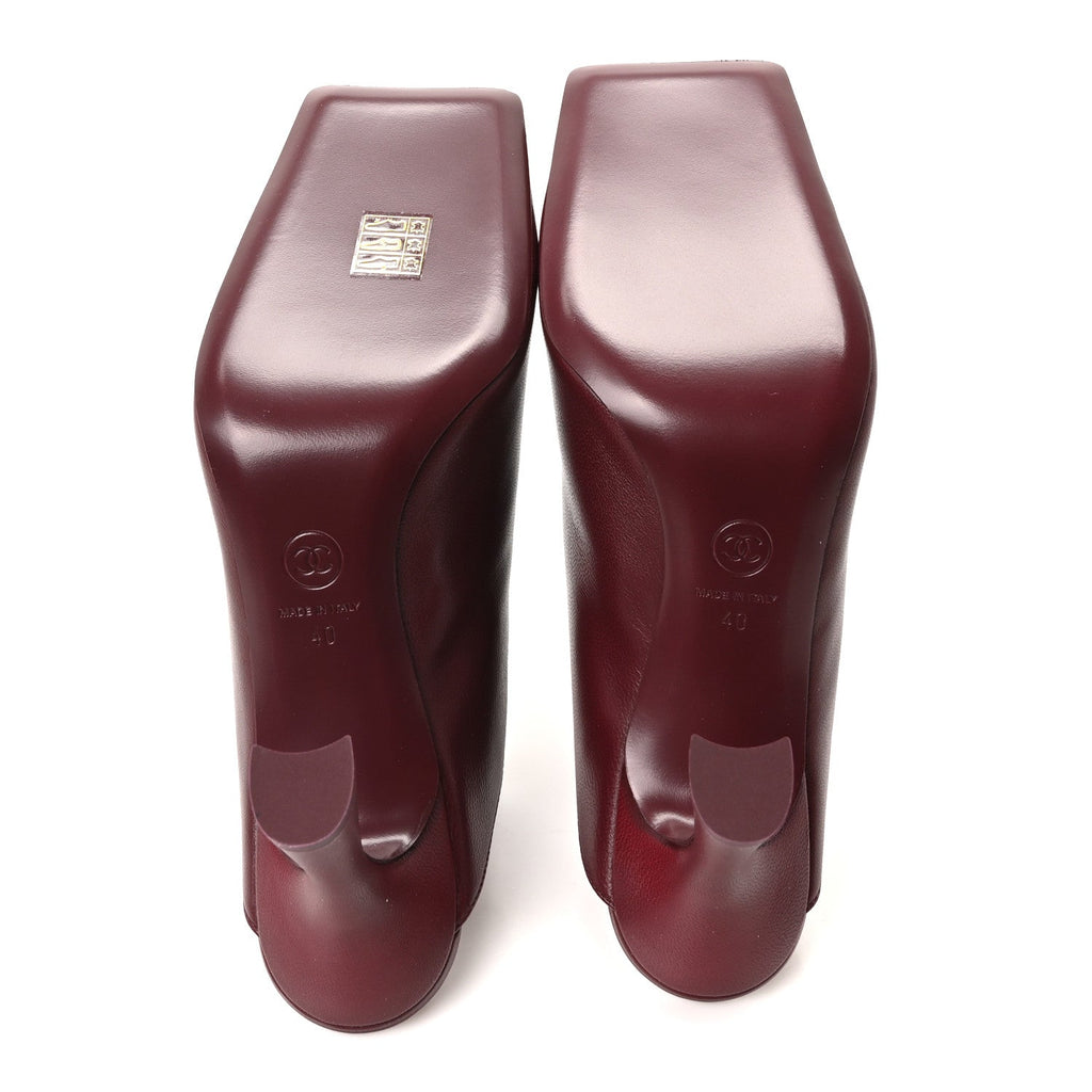 Lambskin Mules 40 Dark Burgundy Light Green