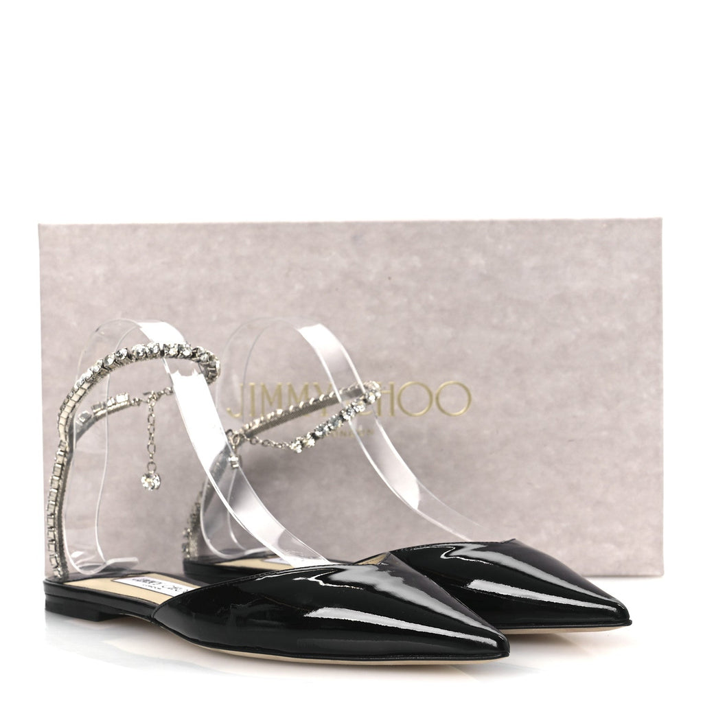 Patent Crystal Saeda Flats 38 Black