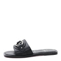 Calfskin Her In Roma Flat Slides 37.5 Black
