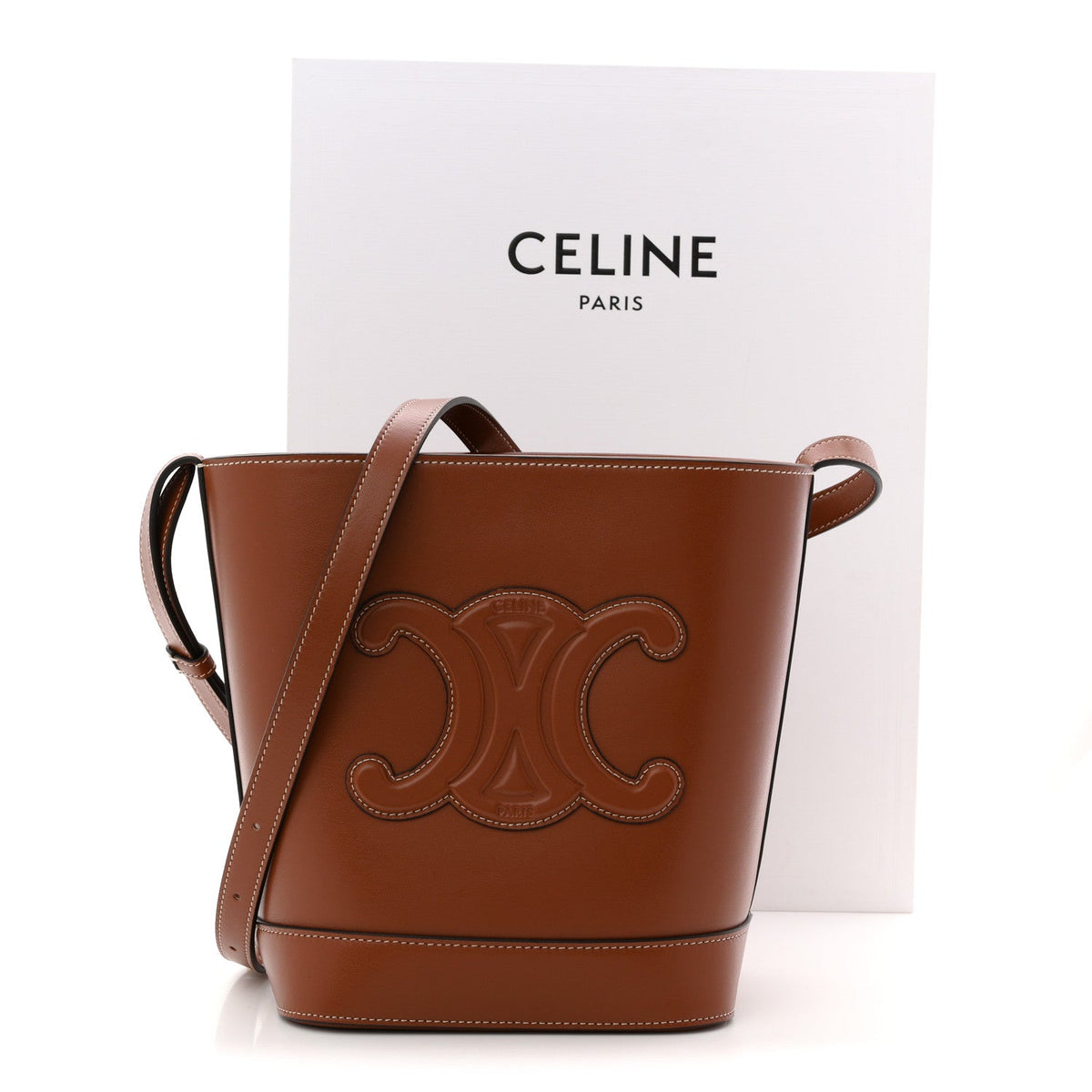 Smooth Calfskin Small Cuir Triomphe Bucket Bag Tan