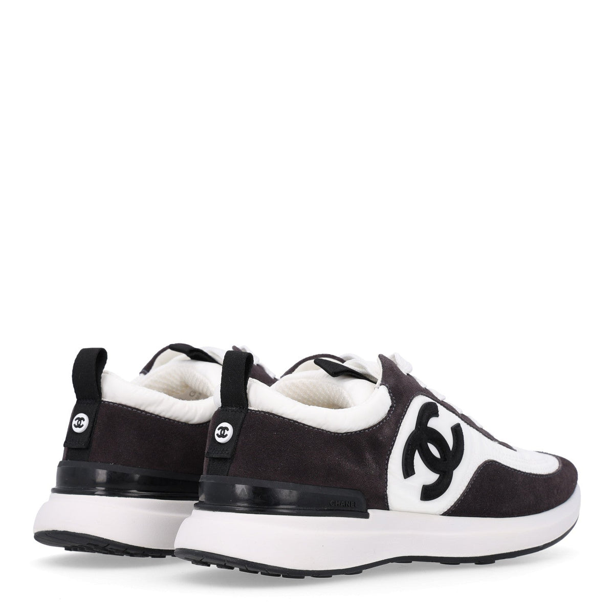 Calfskin Mesh Lycra Suede Womens Logo Sneakers 37.5 White Black