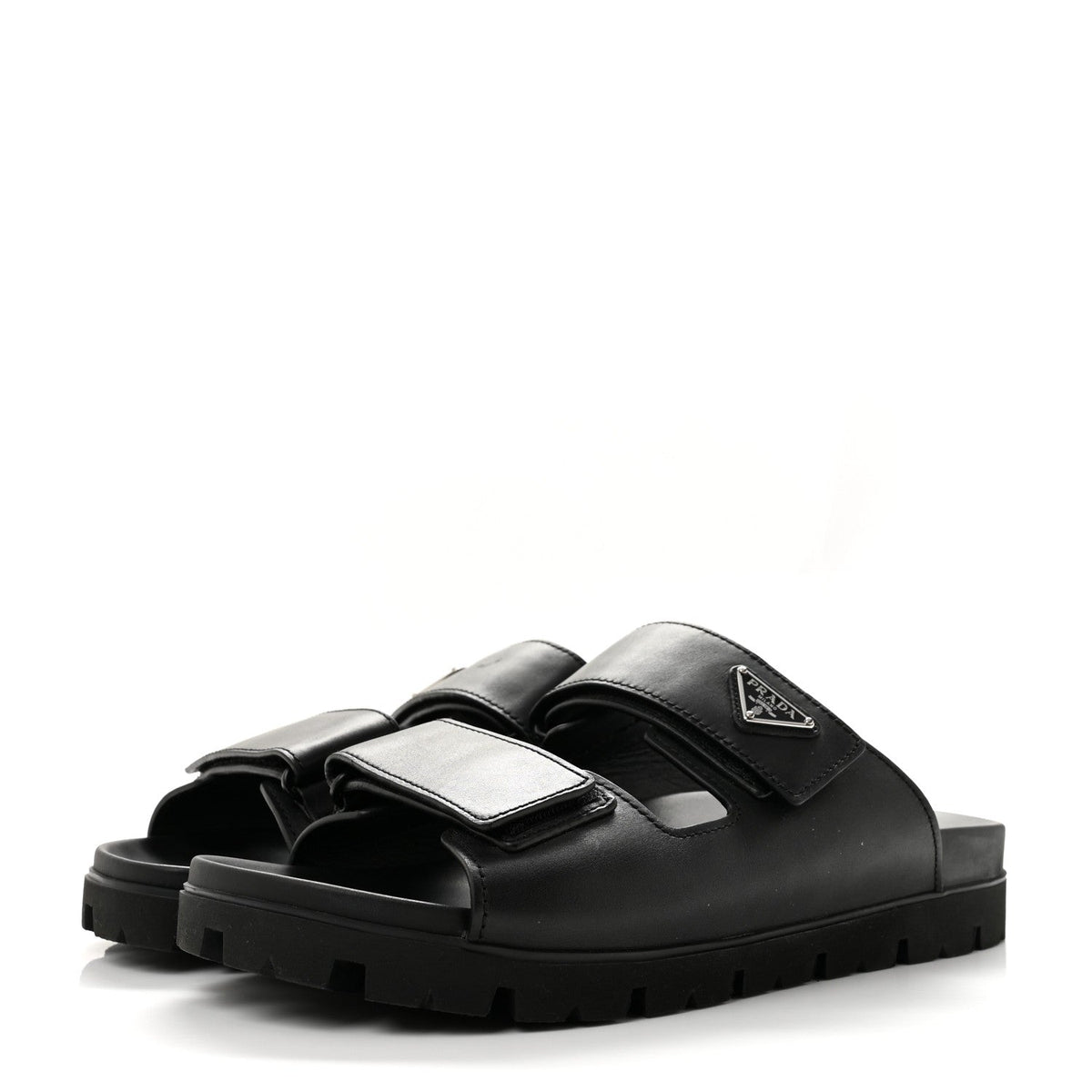 Vitello Sport Triangle Logo Mens Strap Sandals 11 Black