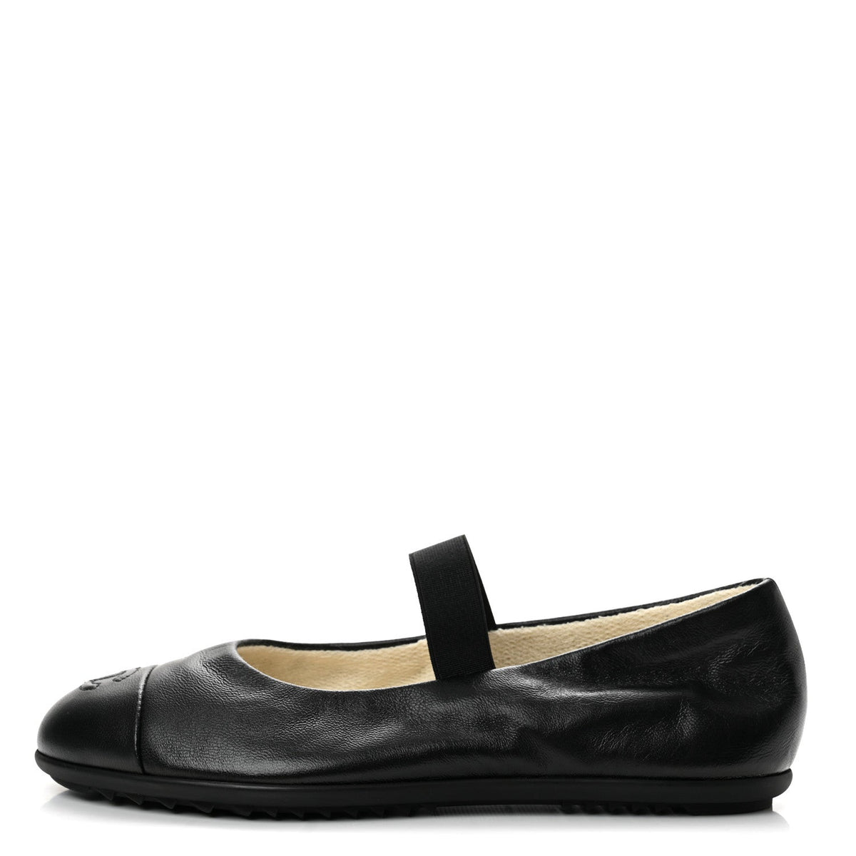 Lambskin Cap Toe CC Mary Jane Flats 37 Black