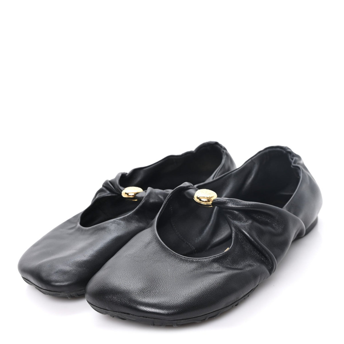 Lambskin Pebble Ballerina Flats 35 Black