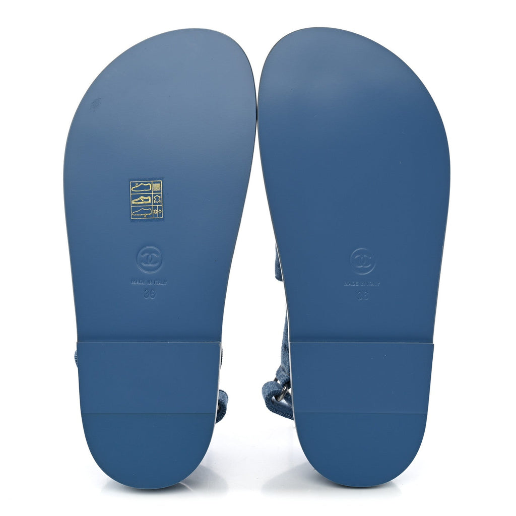 Printed Denim CC Dad Sandals 36 Light Blue