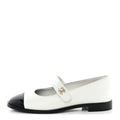 Patent Calfskin Mary Janes Flats 36.5 White Black