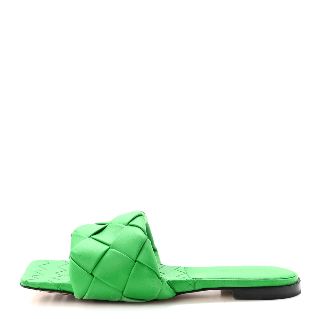 Nappa Maxi Intrecciato Lido Flat Sandals 40.5 Grass