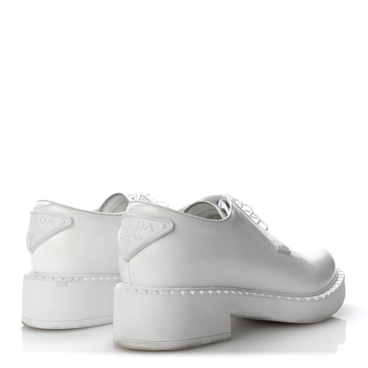 Spazzolato Calzature Donna Triangle Logo 50mm Derby Loafers 38.5 White 38.5 White