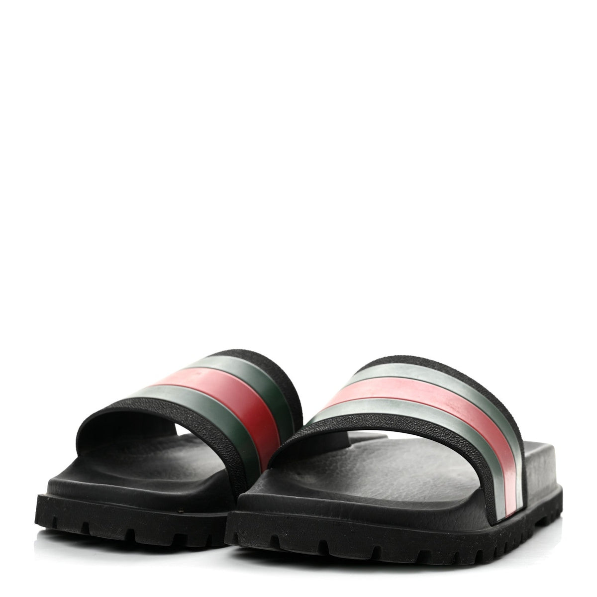 Rubber Web Mens Lug Sole Slide Sandals 6 Black Green Red