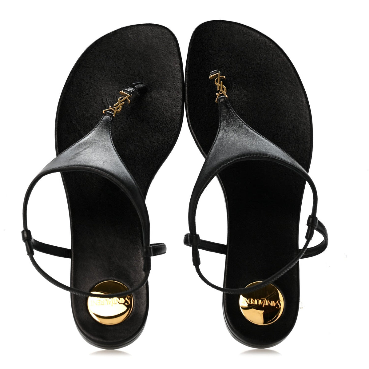 Lambskin Monogram Cassandra Slingback Flat Sandals 36.5 Black
