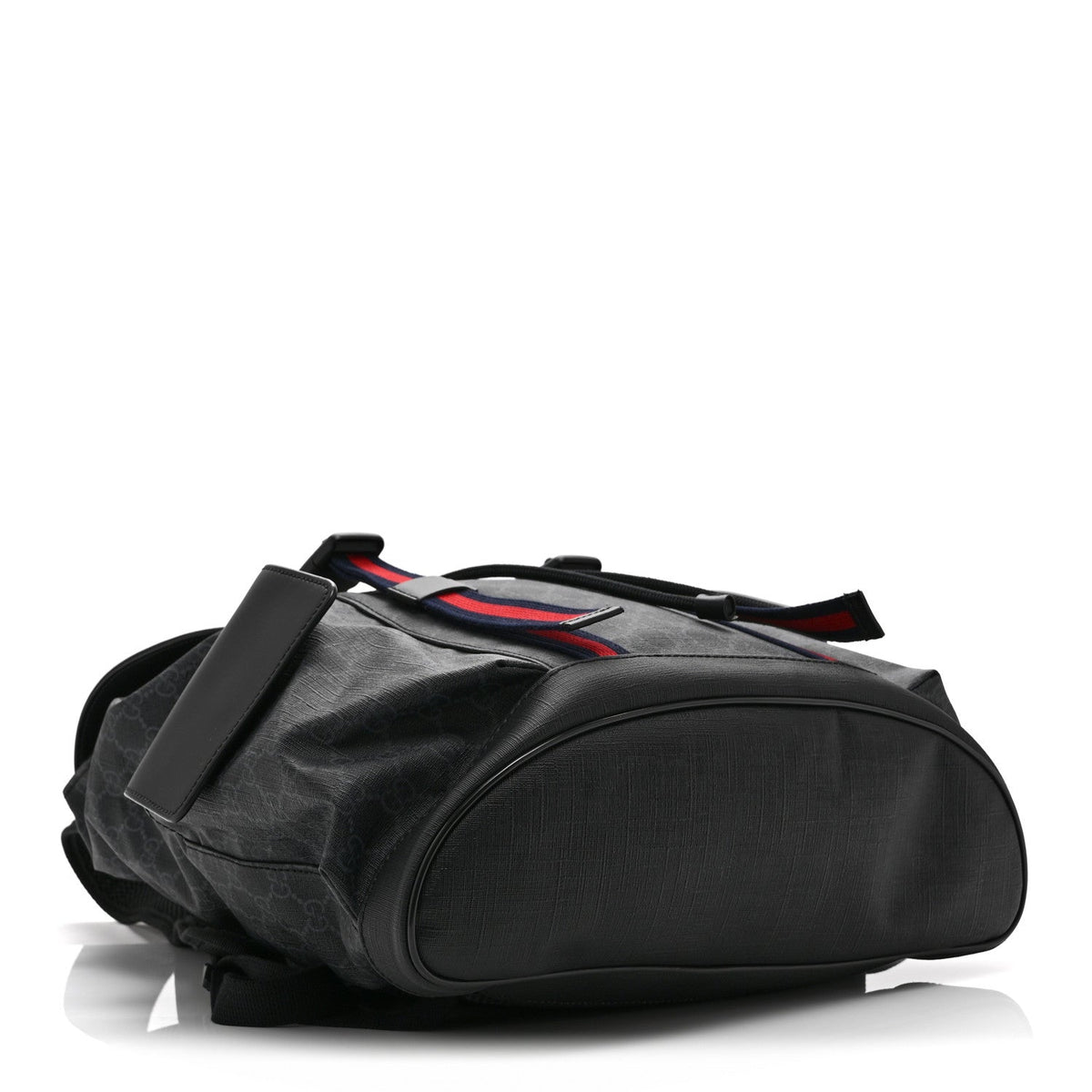 Soft GG Supreme Monogram Calfskin Web Double Buckle Backpack Black
