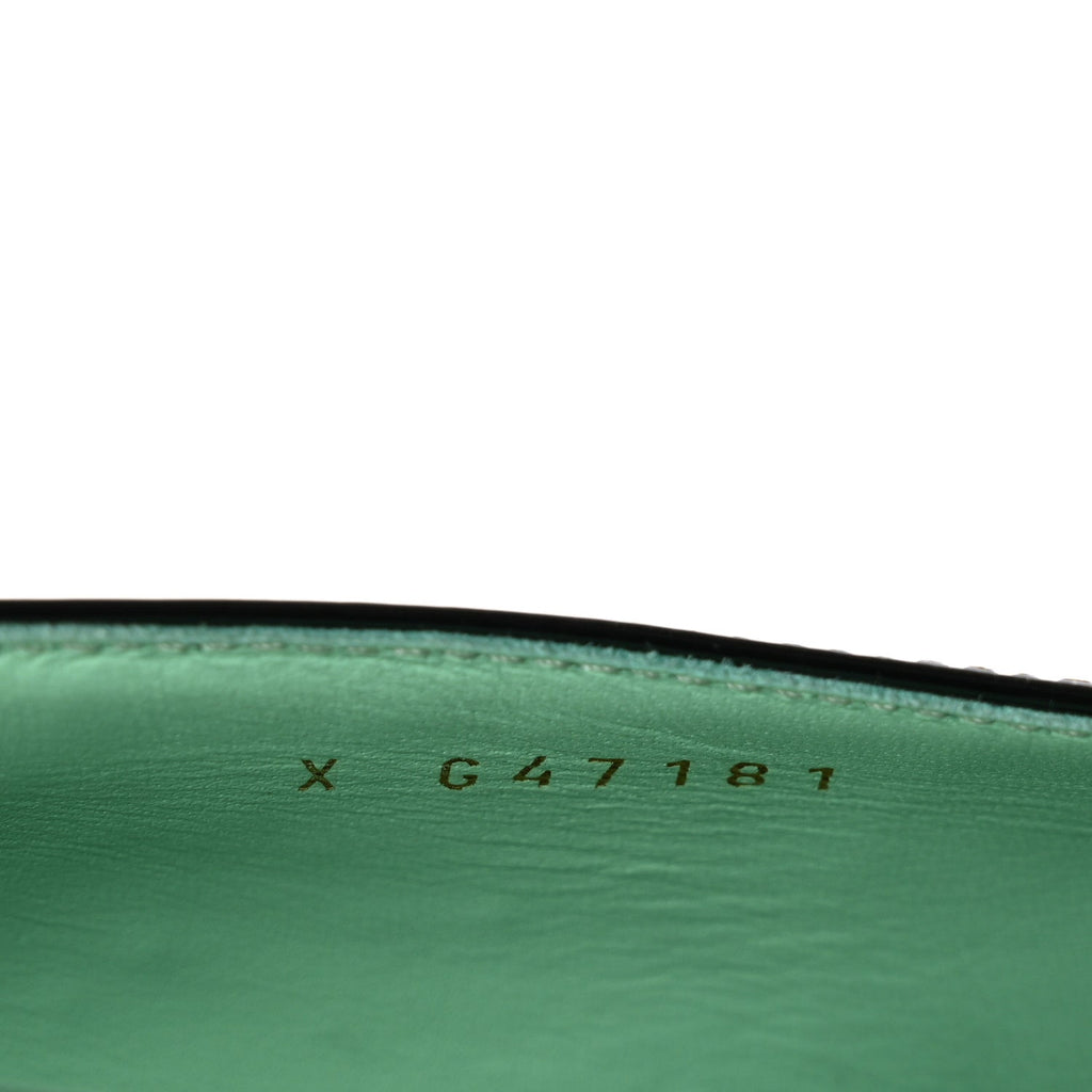 Crocodile Embossed Patent Calfskin Pumps 40 Green Black