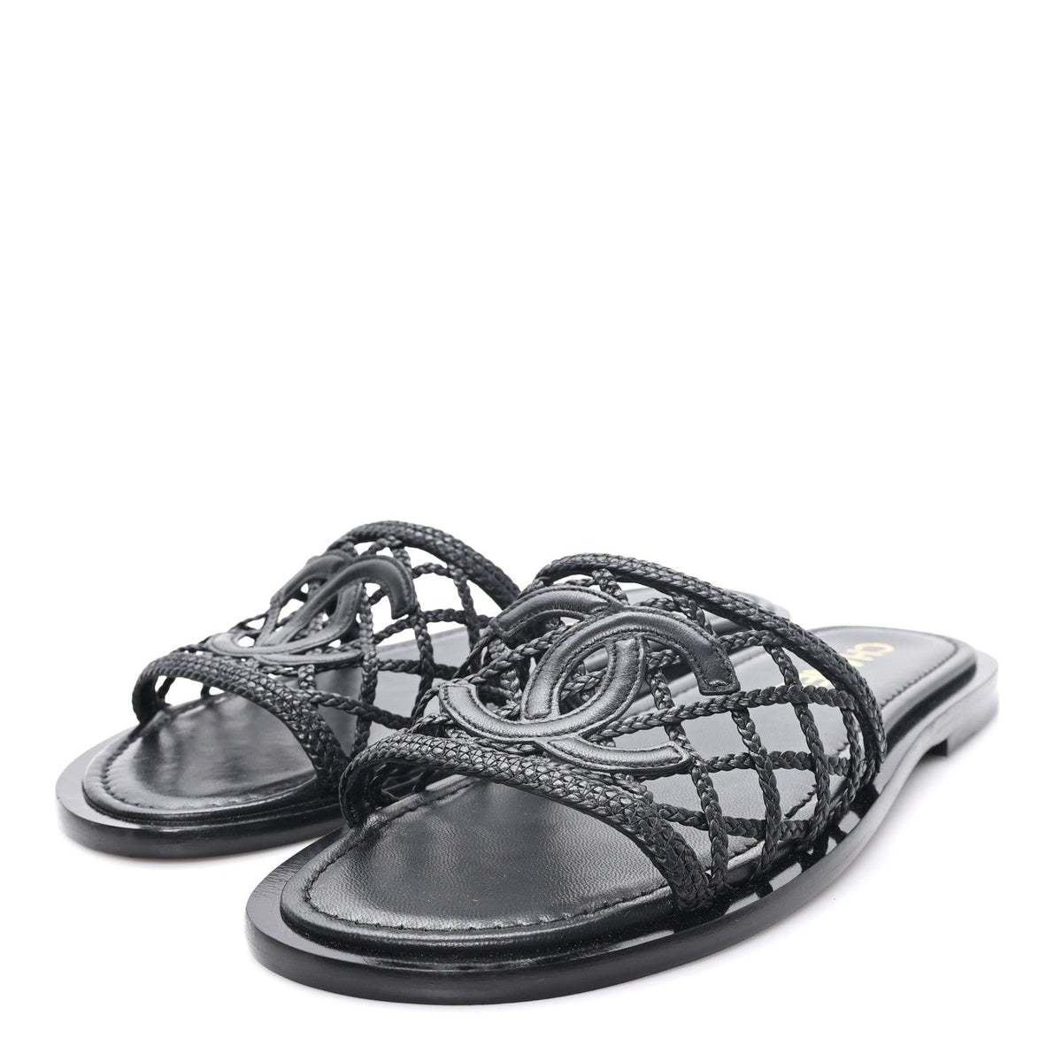 Lambskin Braided CC Mules 40 Black