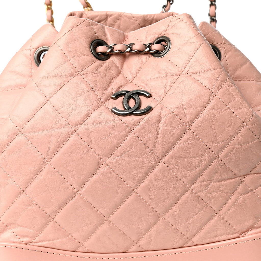 Aged Calfskin Quilted Small Gabrielle Backpack Pink