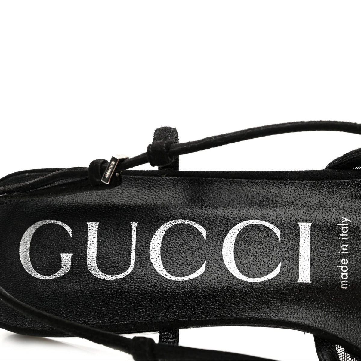 Tela Retino Kid Scamosciato Crystal GG Monogram Square Demi Ballet Flats 37.5 Black