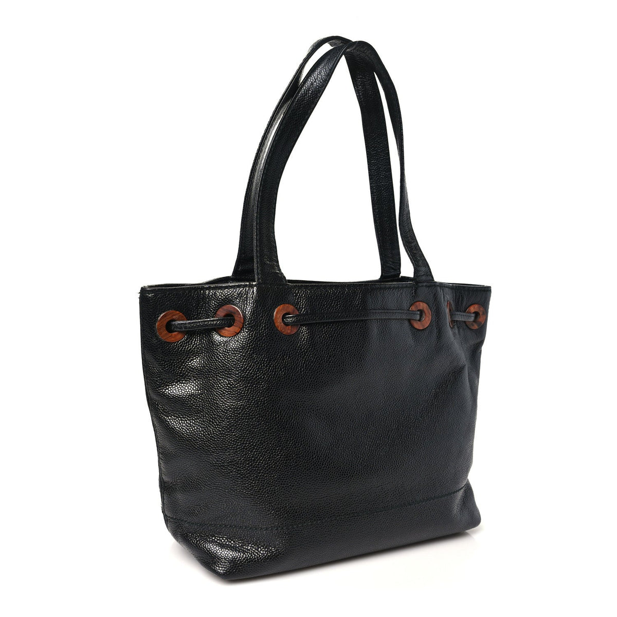 Caviar Tortoise Timeless CC Drawstring Bucket Bag Black
