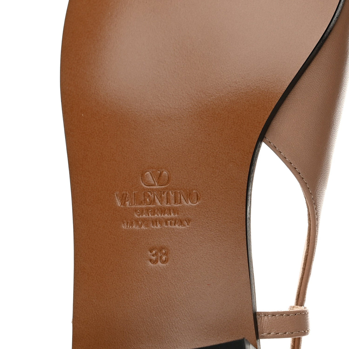 Calfskin VLogo Valet Du Roi Slingback Ballerina Flats 38 Rose Cannelle Garnet