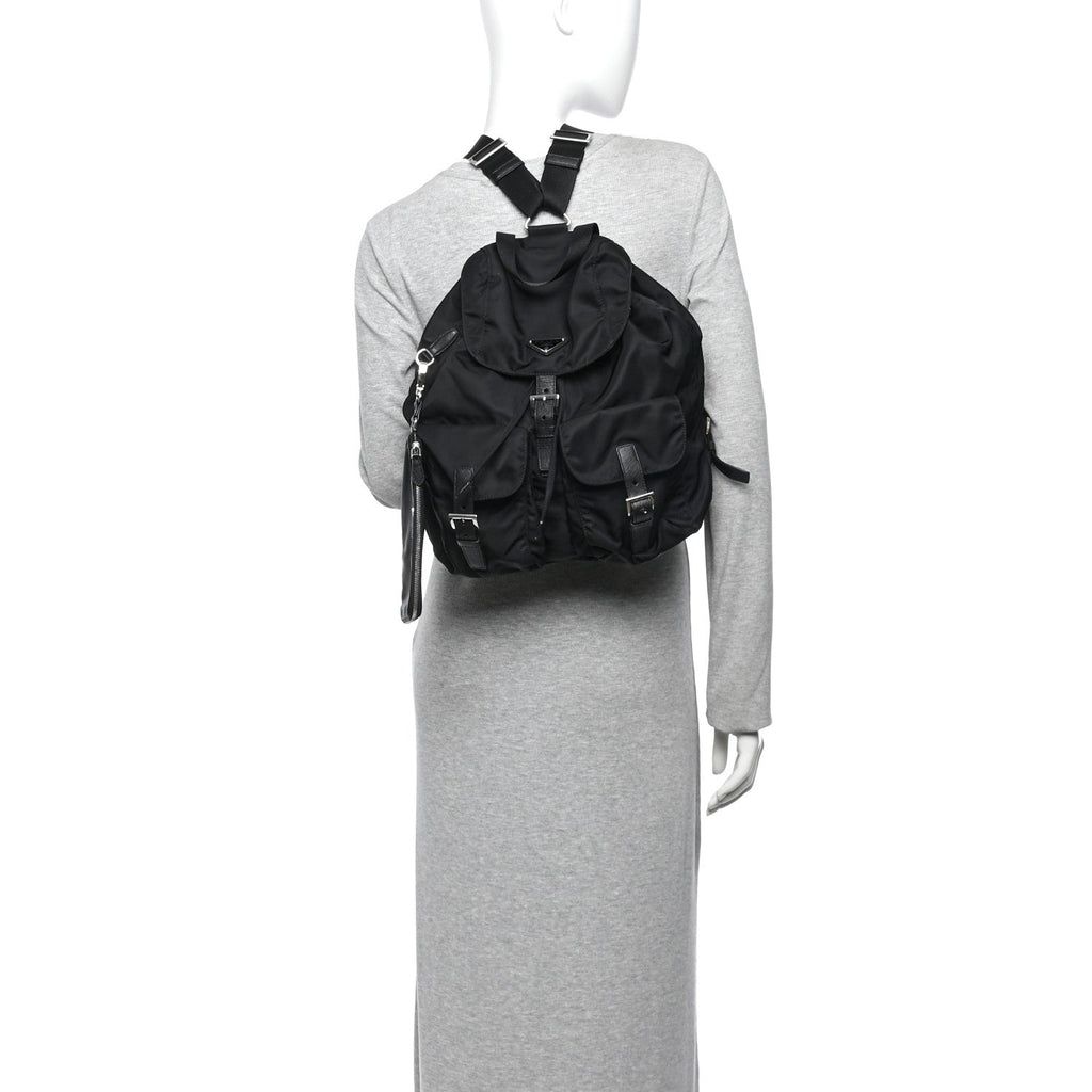 Re-Nylon Saffiano Medium Backpack Black