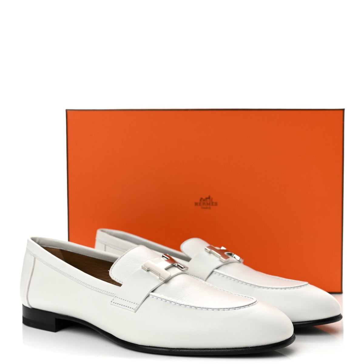 Calfskin Womens Paris Loafers 38 White