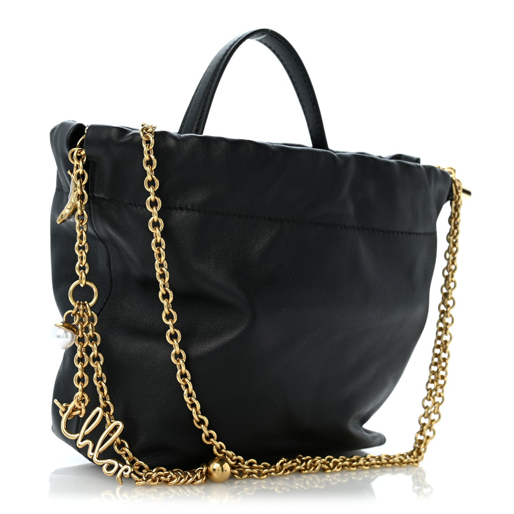 Lambskin Mini Icons Bucket Bag Black