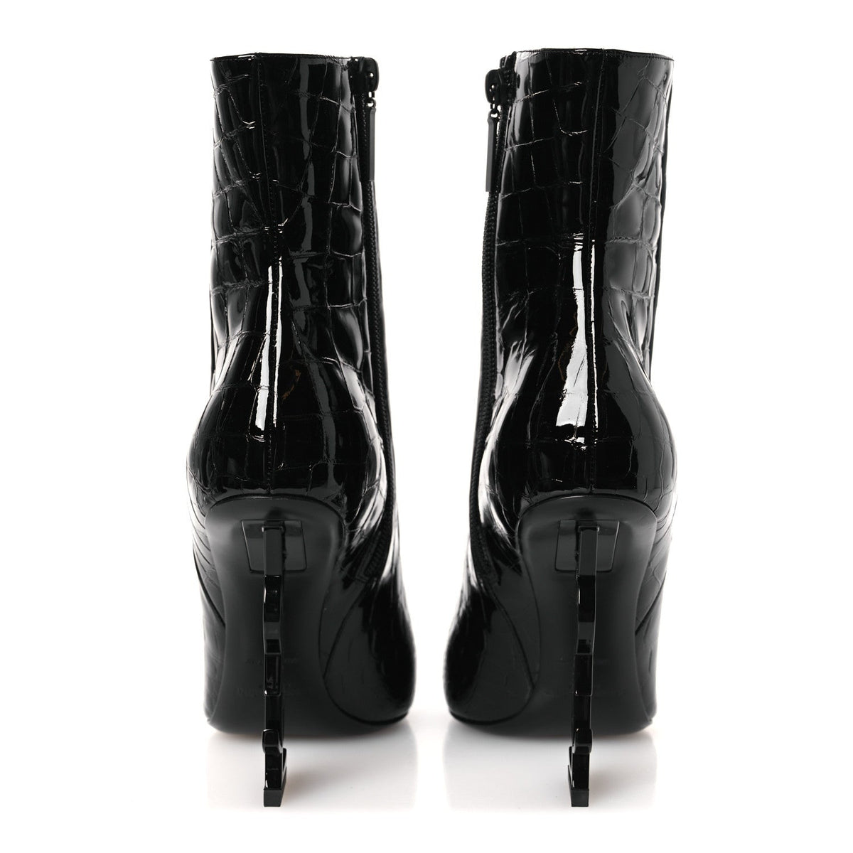 Alligator Embossed Patent Calfskin Opyum 110 Ankle Boots 38 Black