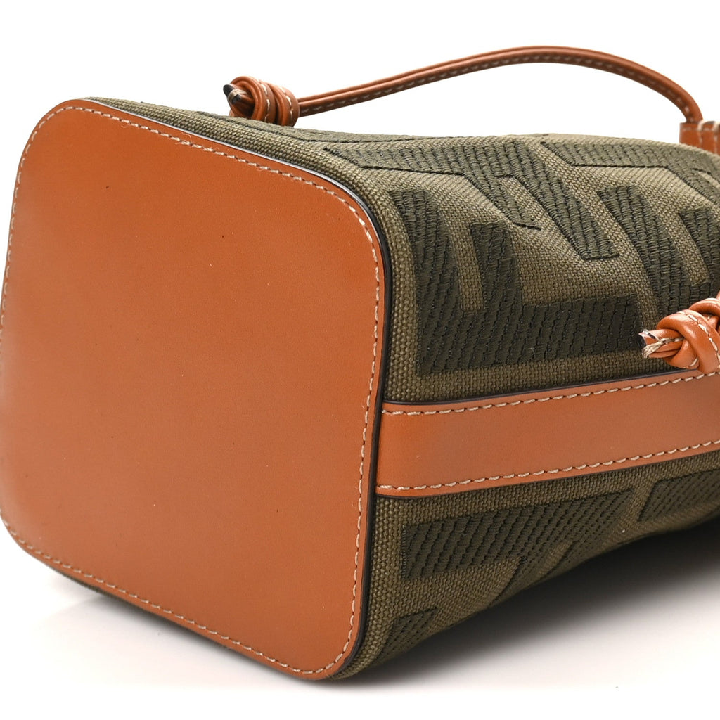 Canvas Vitello King F is Fendi FF Embroidered Mini Mon Tresor Bucket Bag Amazzonia Cuoio