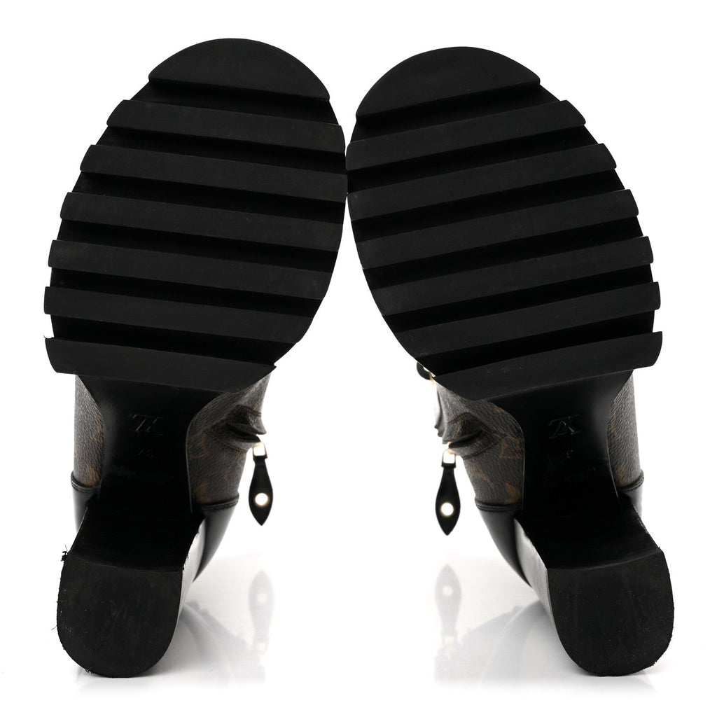 Patent Calfskin Monogram Star Trail Ankle Boots 37 Black
