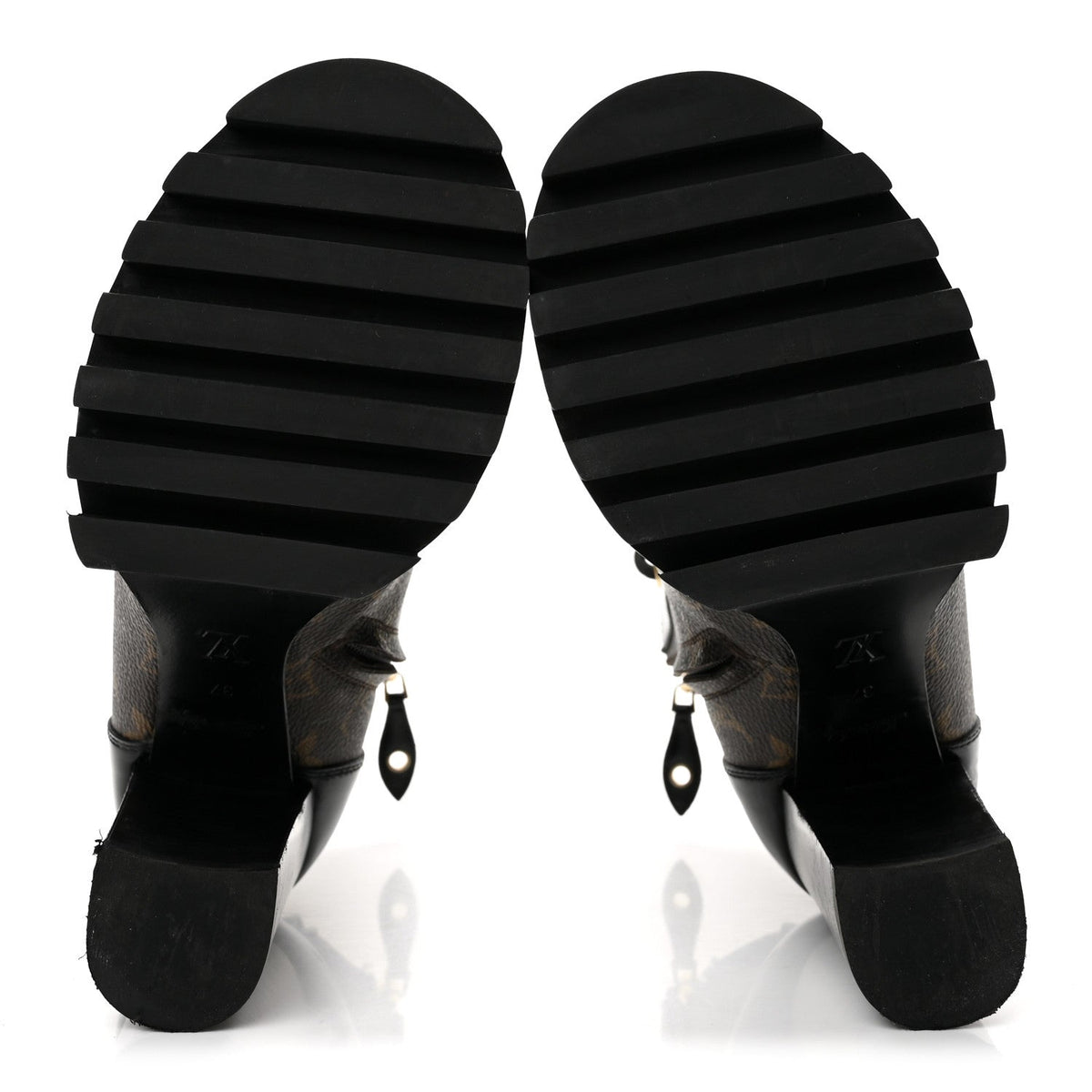Patent Calfskin Monogram Star Trail Ankle Boots 37 Black