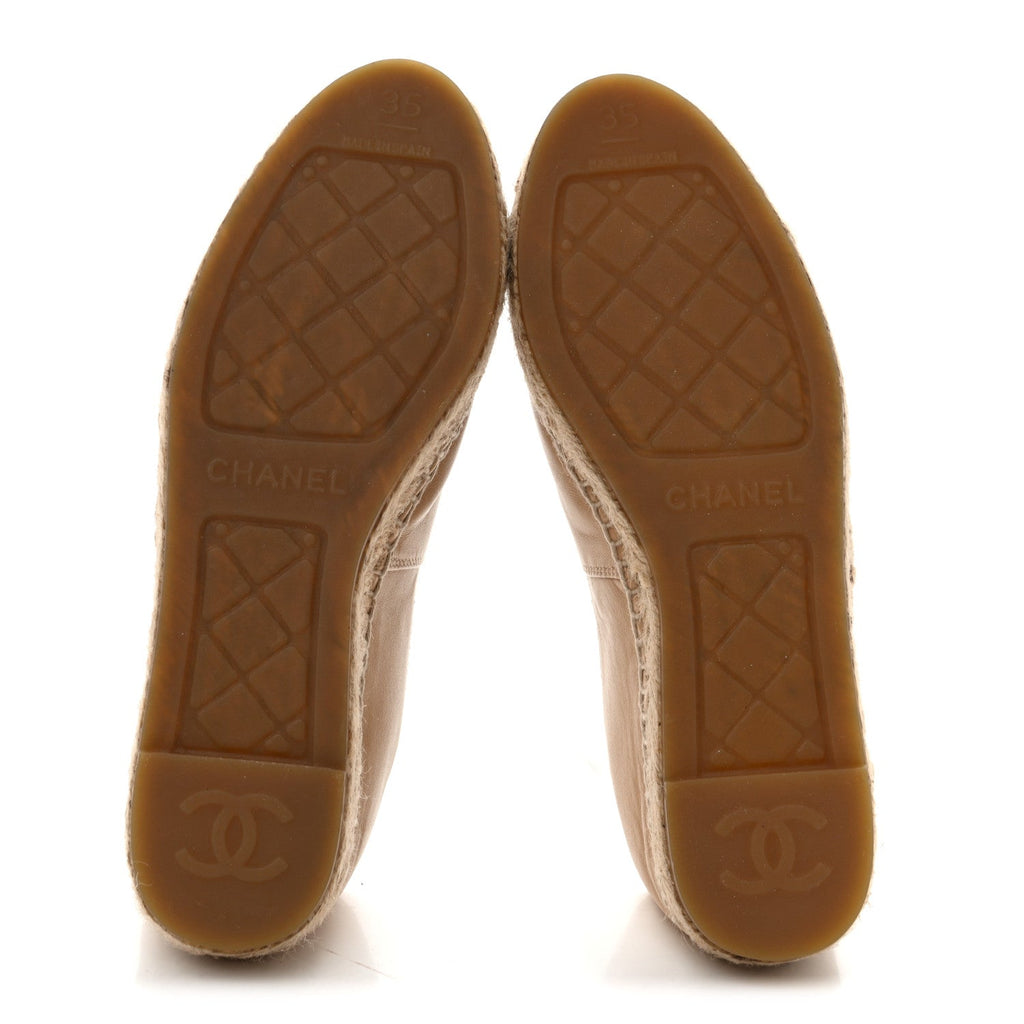 Lambskin CC Espadrilles 35 Beige Black