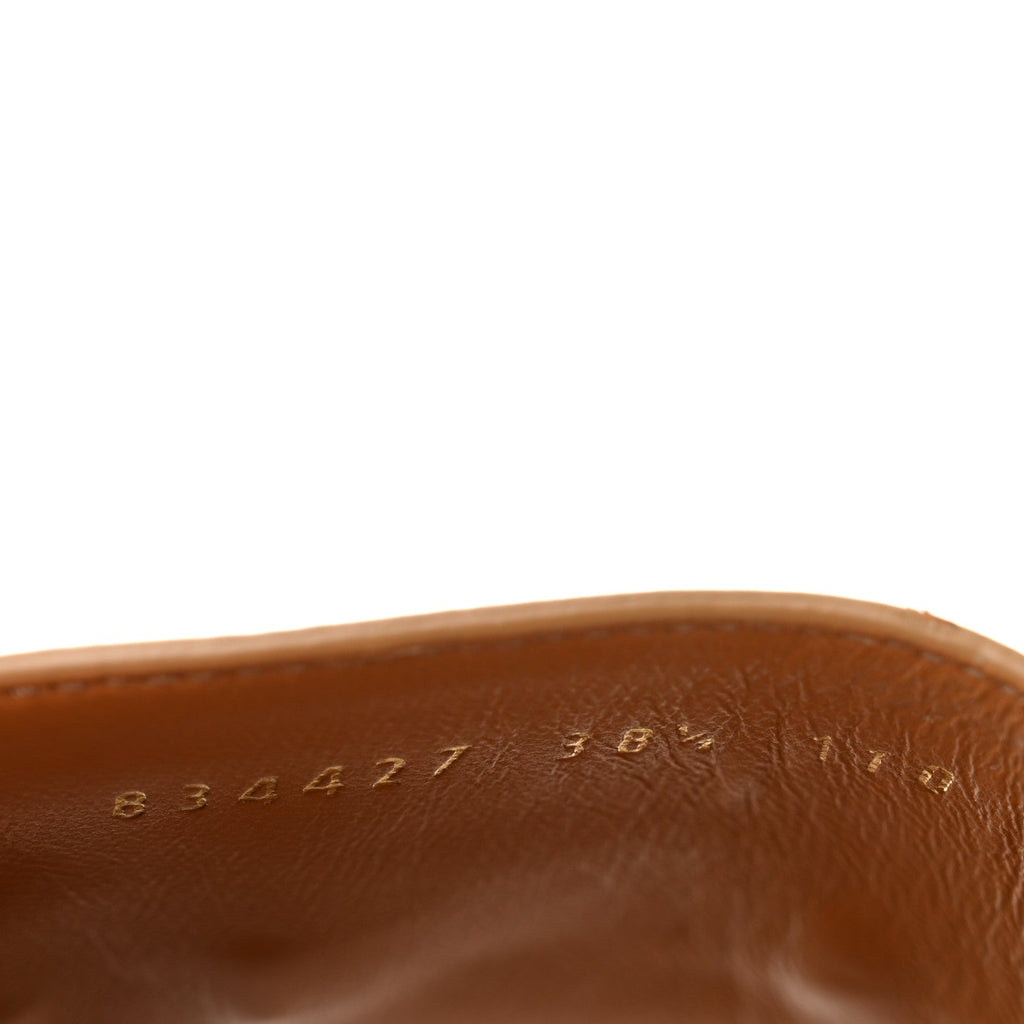 Calfskin Monogram Horsebit Womens Slide Sandals 38.5 Beige Ebony Sundial