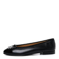 Lambskin Patent Cap Toe Ballerina Flats 39.5 Black