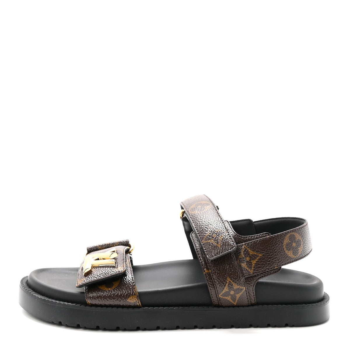 Monogram LV Sunset Comfort Flat Sandals 37 Cacao Brown