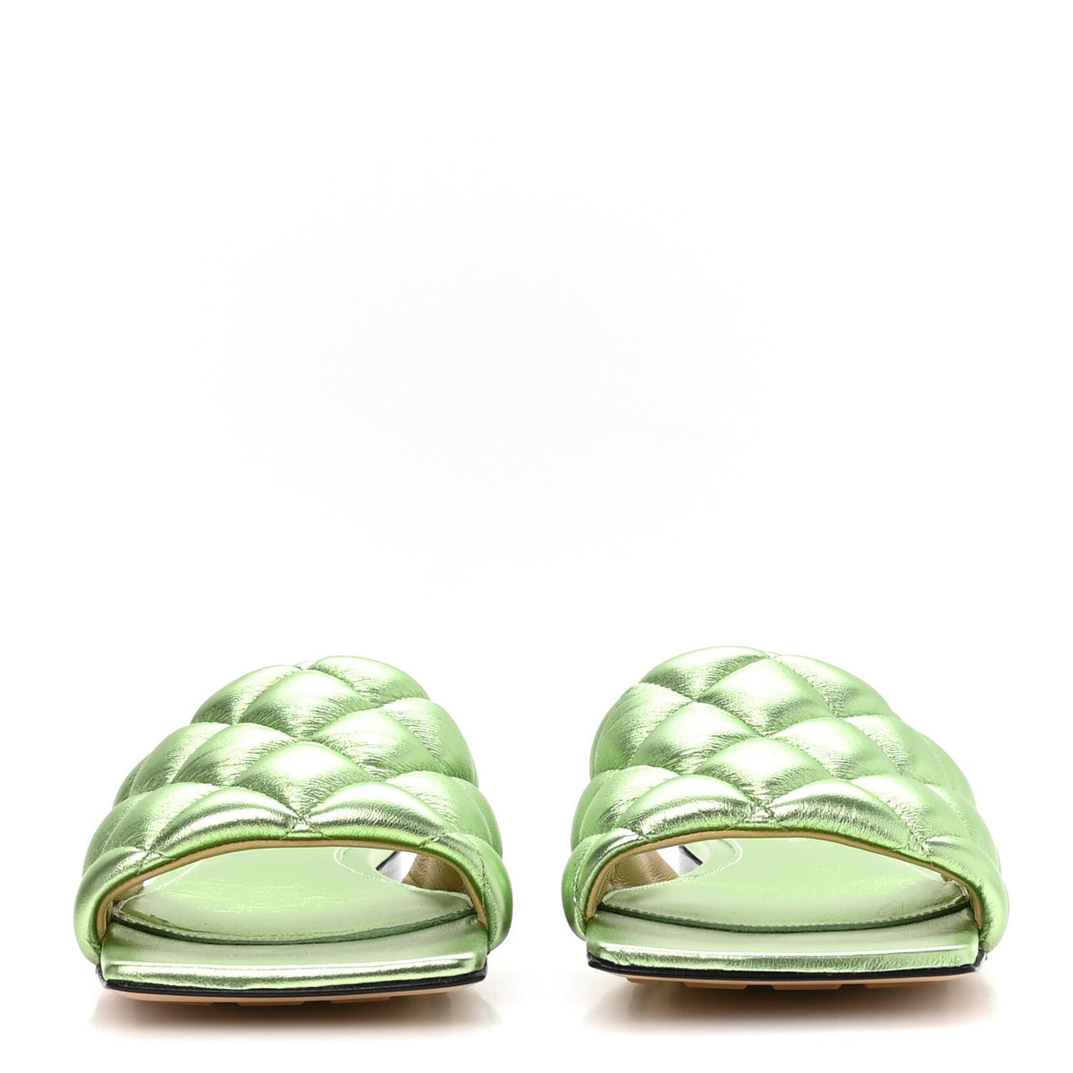 Metallic Nappa Reflection Matelasse Padded Flat Sandals 36 Pistachio