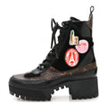 Suede Calfskin Monogram LV Black Heart Laureate Platform Desert Boots 37.5 Black