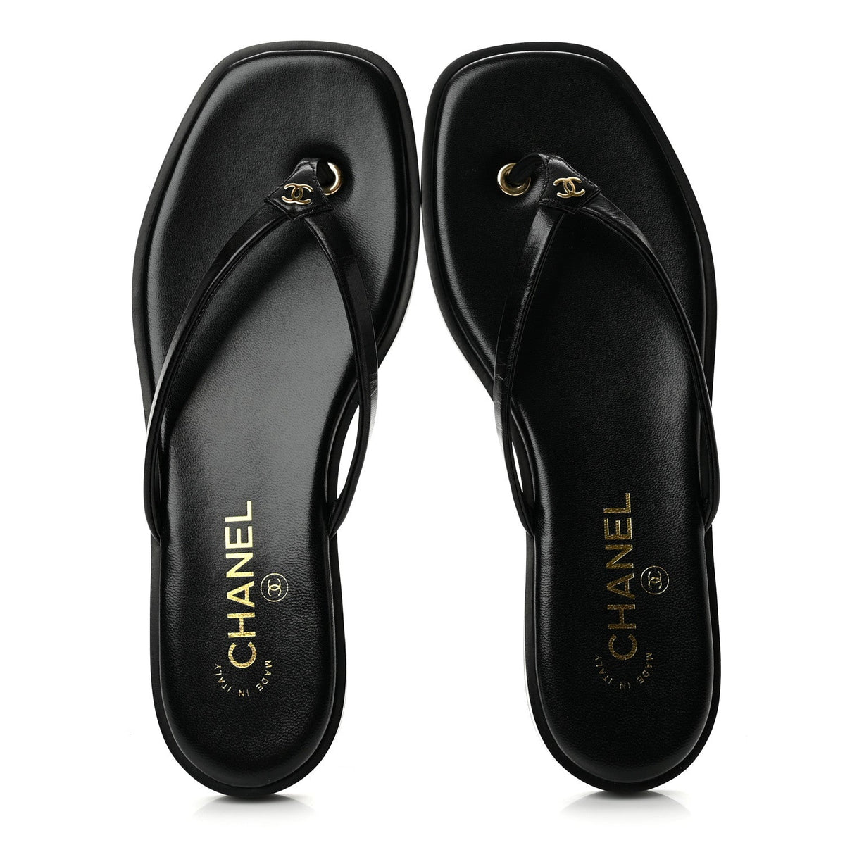 Goatskin CC Times Square Thong Sandals 39 Black