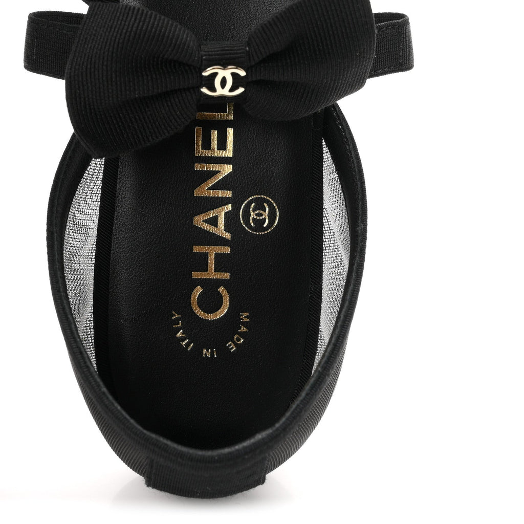 Mesh Grosgrain Mary Janes Flats 37 Black