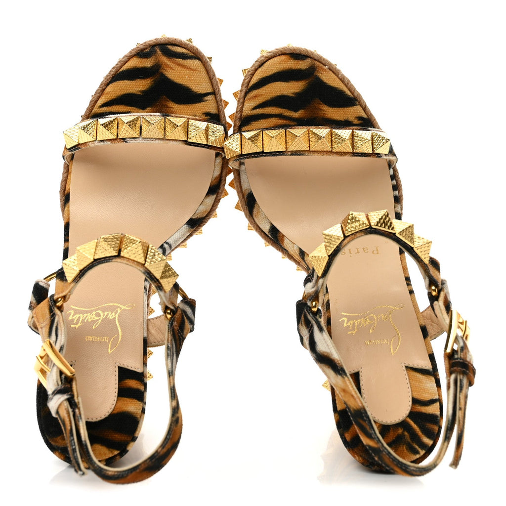 Toile Canvas Bengal Pyraclou 110 Wedge Sandals 36 Multicolor