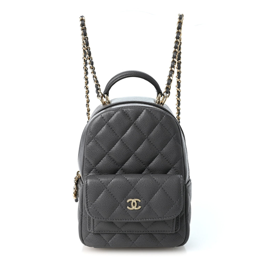 Caviar Quilted CC Mini Classic Backpack Grey